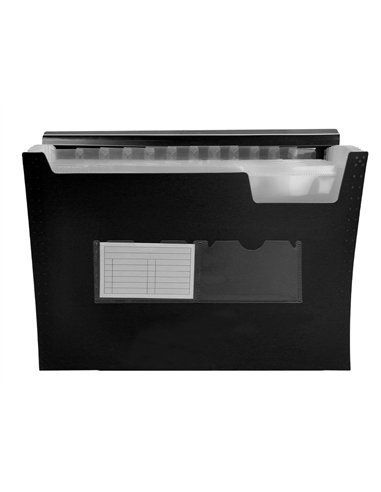 TRIEUR LIDERPAPEL POLYPROPYLENE A4 210X297 MM 700 MICRONS 13 COMPARTIMENTS FERMETURE  ELASTIQUE COLORIS NOIR OPAQUE