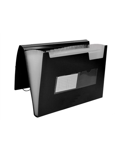 TRIEUR LIDERPAPEL POLYPROPYLENE A4 210X297 MM 700 MICRONS 13 COMPARTIMENTS FERMETURE  ELASTIQUE COLORIS NOIR OPAQUE