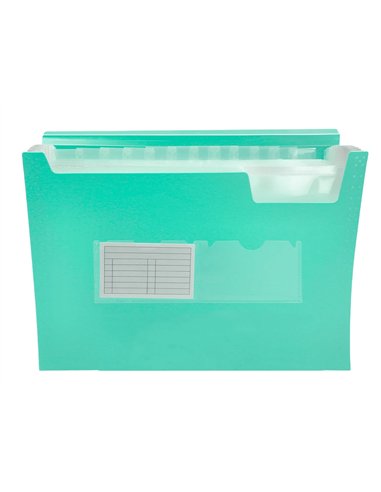 TRIEUR LIDERPAPEL POLYPRO A4 210X297MM 700 MICRONS 13 COMPARTIMENTS FERMETURE ELASTIQUE  COLORIS VERT POMME OPAQUE