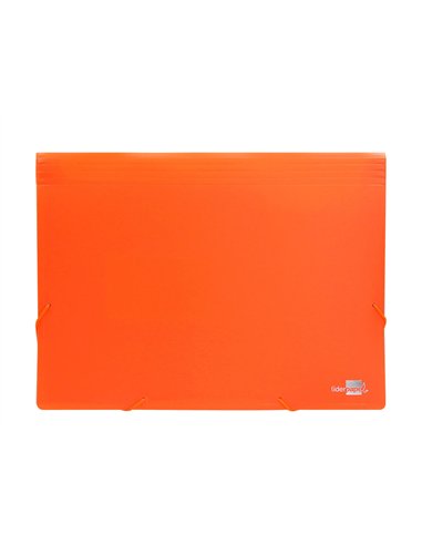 TRIEUR LIDERPAPEL POLYPRO A4 210X297MM 700 MICRONS 13 COMPARTIMENTS FERMETURE ELASTIQUE  COLORIS ORANGE FLUO OPAQUE