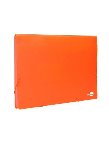 TRIEUR LIDERPAPEL POLYPRO A4 210X297MM 700 MICRONS 13 COMPARTIMENTS FERMETURE ELASTIQUE  COLORIS ORANGE FLUO OPAQUE