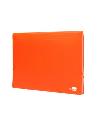 TRIEUR LIDERPAPEL POLYPRO A4 210X297MM 700 MICRONS 13 COMPARTIMENTS FERMETURE ELASTIQUE  COLORIS ORANGE FLUO OPAQUE