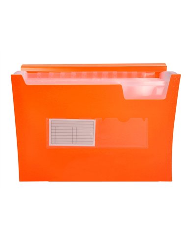 TRIEUR LIDERPAPEL POLYPRO A4 210X297MM 700 MICRONS 13 COMPARTIMENTS FERMETURE ELASTIQUE  COLORIS ORANGE FLUO OPAQUE