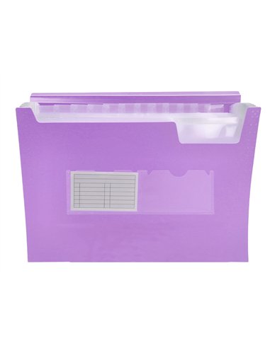 TRIEUR LIDERPAPEL POLYPRO A4 210X297MM 700 MICRONS 13 COMPARTIMENTS FERMETURE ELASTIQUE  COLORIS LAVANDE OPAQUE
