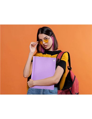 TRIEUR LIDERPAPEL POLYPRO A4 210X297MM 700 MICRONS 13 COMPARTIMENTS FERMETURE ELASTIQUE  COLORIS LAVANDE OPAQUE