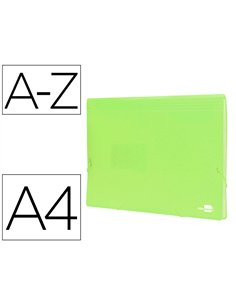 TRIEUR LIDERPAPEL POLYPRO A4 210X297MM 700 MICRONS 13 COMPARTIMENTS FERMETURE ELASTIQUE  COLORIS JAUNE FLUO OPAQUE