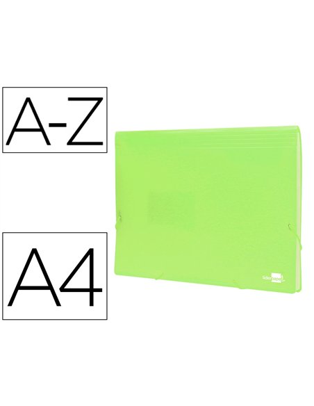 TRIEUR LIDERPAPEL POLYPRO A4 210X297MM 700 MICRONS 13 COMPARTIMENTS FERMETURE ELASTIQUE  COLORIS JAUNE FLUO OPAQUE