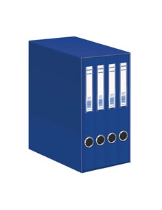 Classeur Dohe Oficolor 4 dossiers avec Rado - Dos étroit - Format Folio - Carton ligné - Couleur bleue