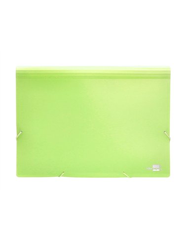 TRIEUR LIDERPAPEL POLYPRO A4 210X297MM 700 MICRONS 13 COMPARTIMENTS FERMETURE ELASTIQUE  COLORIS JAUNE FLUO OPAQUE