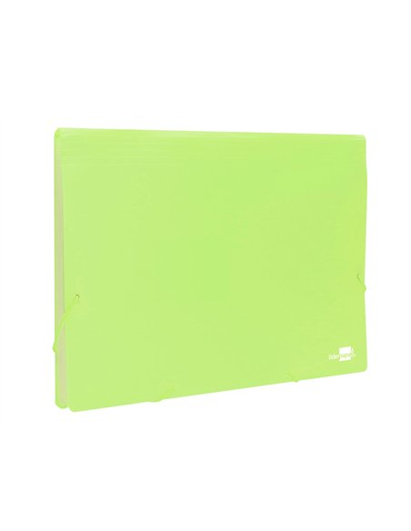 TRIEUR LIDERPAPEL POLYPRO A4 210X297MM 700 MICRONS 13 COMPARTIMENTS FERMETURE ELASTIQUE  COLORIS JAUNE FLUO OPAQUE