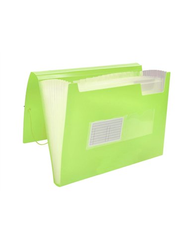 TRIEUR LIDERPAPEL POLYPRO A4 210X297MM 700 MICRONS 13 COMPARTIMENTS FERMETURE ELASTIQUE  COLORIS JAUNE FLUO OPAQUE