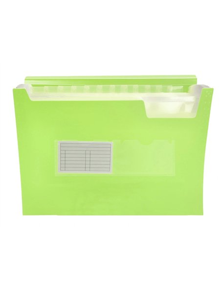 TRIEUR LIDERPAPEL POLYPRO A4 210X297MM 700 MICRONS 13 COMPARTIMENTS FERMETURE ELASTIQUE  COLORIS JAUNE FLUO OPAQUE