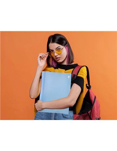 TRIEUR LIDERPAPEL POLYPRO A4 210X297MM 700 MICRONS 13 COMPARTIMENTS FERMETURE ELASTIQUE  COLORIS BLEU CIEL OPAQUE