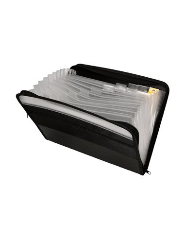TRIEUR LIDERPAPEL 13 COMPARTIMENTS POLYPRO A4  FERMETURE ECLAIR COLORIS NOIR