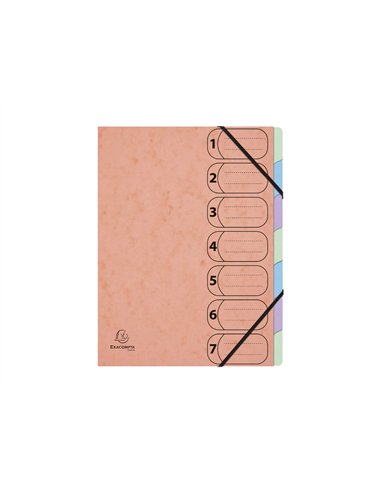 TRIEUR HARMONIKA EXACOMPTA AQUAREL A4 7 COMPARTIMENTS  FERMETURE ELASTIQUE COLORIS ASSORTIS