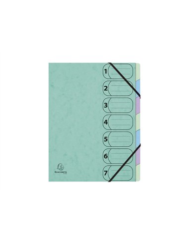 TRIEUR HARMONIKA EXACOMPTA AQUAREL A4 7 COMPARTIMENTS  FERMETURE ELASTIQUE COLORIS ASSORTIS