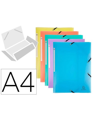 TRIEUR EXACOMPTA POLYPROPYLENE 3 RABATS  CHROMALINE PASTEL 6  COMPARTIMENTS