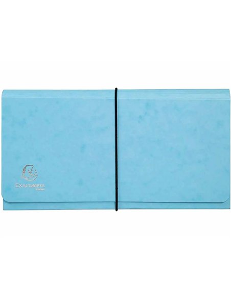 TRIEUR EXACOMPTA POCKET 6 COMPARTIMENTS CARTE LUSTREE 26X13CM COLORIS AQUAREL ASSORTIS BLEU CORAIL MAUVE