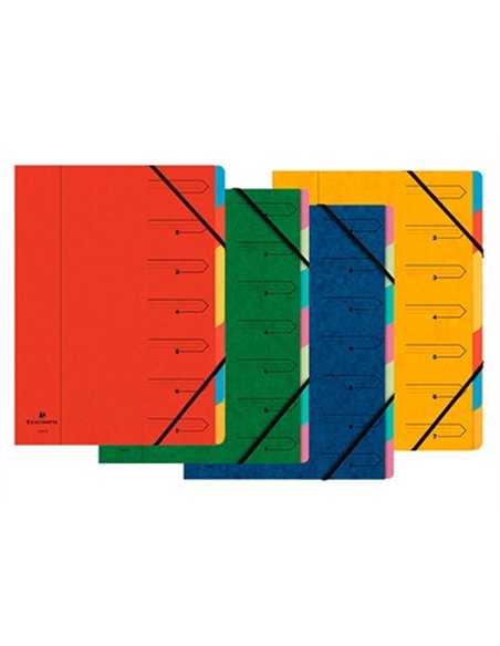 TRIEUR EXACOMPTA CARTE LUSTRÉE 355G A4+ 245X322MM DOS AGRAFÉ 7 COMPARTIMENTS COUVERTURE IMPRIMÉE 4 COLORIS ASSORTIS