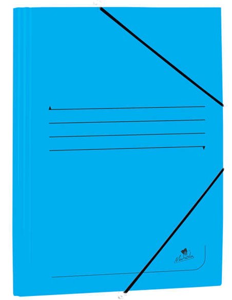 Chemise à rabats Mariola en carton couché 500 g/m² - Dimensions 34 x 25 x 1 cm - Fermeture par élastique - Couleur bleue