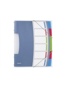 TRIEUR ESSELTE VIVIDA POLYPROPYLÈNE TRANSLUCIDE 6 COMPARTIMENTS 3 RABATS BANDES ÉLASTIQUES INDEX AMOVIBLE ÉTIQUETTE DOS