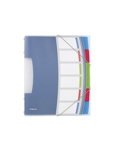 TRIEUR ESSELTE VIVIDA POLYPROPYLÈNE TRANSLUCIDE 6 COMPARTIMENTS 3 RABATS BANDES ÉLASTIQUES INDEX AMOVIBLE ÉTIQUETTE DOS