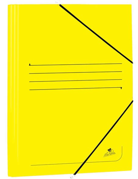 Chemise à rabats Mariola en carton couché 500 g/m² - Dimensions 34 x 25 x 1 cm - Fermeture par élastique - Jaune