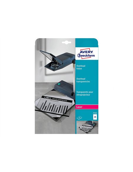 TRANSPARENTS AVERY 90 MICRONS A4 LASER POCHETTE DE 25
