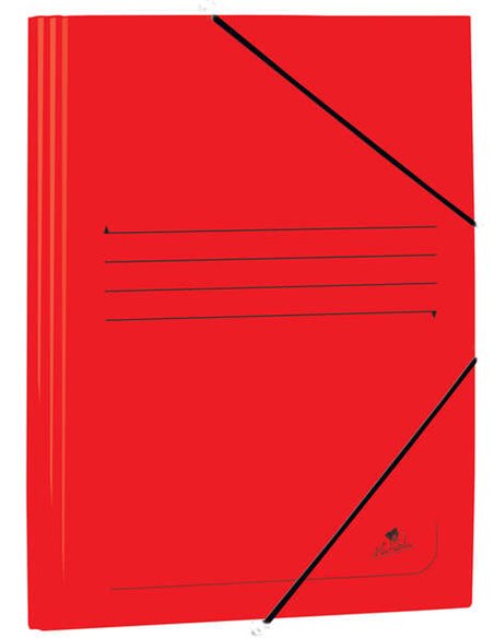 Chemise à rabats Mariola en carton couché 500 g/m² - Dimensions 34 x 25 x 1 cm - Fermeture par élastique - Couleur rouge
