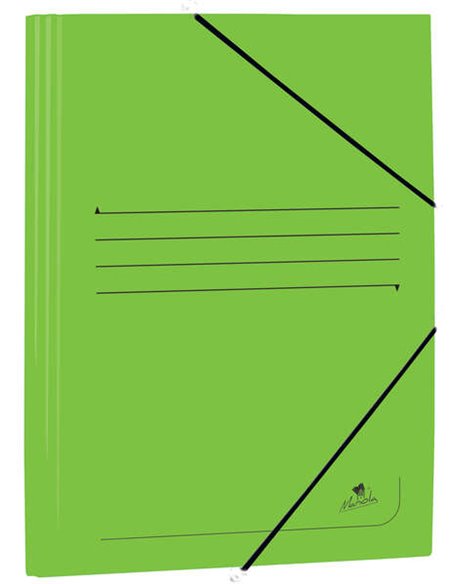 Chemise à rabats Mariola en carton couché 500 g/m² - Dimensions 34 x 25 x 1 cm - Fermeture par élastique - Couleur verte