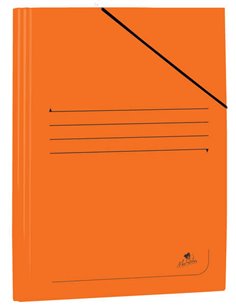 Chemise Folio Mariola en carton plastifié 500 g/m² - Dimensions 34 x 25 cm - Fermeture élastique - Couleur orange