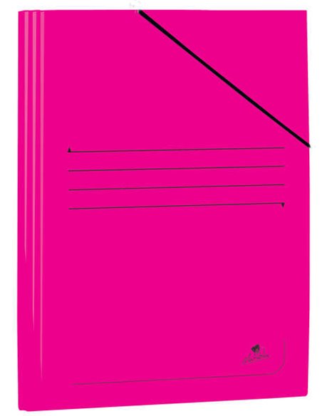 Chemise Folio Mariola en carton plastifié 500 g/m² - Dimensions 34 x 25 cm - Fermeture élastique - Couleur fuchsia