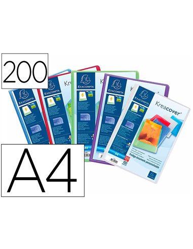 PROTEGE-DOCUMENTS PERSONNALISABLE EXACOMPTA POLYPROPYLENE SEMI-RIGIDE 24X32CM 200 VUES COLORIS