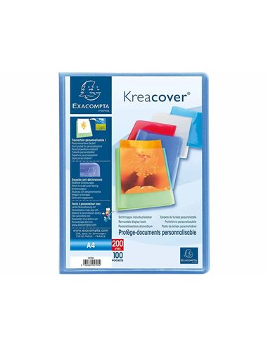 PROTEGE-DOCUMENTS PERSONNALISABLE EXACOMPTA POLYPROPYLENE SEMI-RIGIDE 24X32CM 200 VUES COLORIS