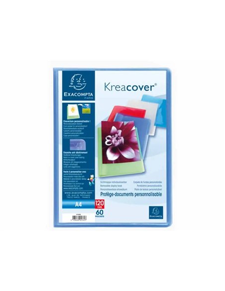 PROTEGE-DOCUMENTS PERSONNALISABLE EXACOMPTA POLYPROPYLENE SEMI-RIGIDE 24X32CM 120 VUES COLORIS