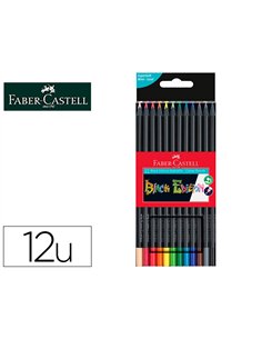 CRAYON COULEUR FABER CASTELL TRIANGULAIRE BLACK EDITION EN BOIS NOIR POCHETTE DE 12