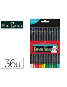 CRAYON COULEUR FABER CASTELL TRIANGULAIRE BLACK EDITION EN BOIS NOIR POCHETTE DE 36
