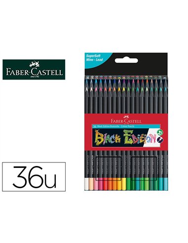 CRAYON COULEUR FABER CASTELL TRIANGULAIRE BLACK EDITION EN BOIS NOIR POCHETTE DE 36