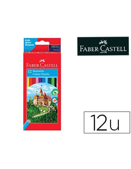 CRAYON COULEUR FABER-CASTELL CHATEAU ACCORDEON MINE  RESISTANTE ETUI CARTON 12 COULEURS VIVES