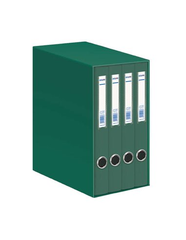 Classeur Dohe Oficolor 4 dossiers avec Rado - Dos étroit - Format Folio - Carton ligné - Couleur verte