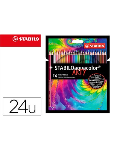 CRAYON DE COULEUR STABILO AQUACOLOR ARTY AQUARELLABLE MINE SOLIDE 2,8MM ETUI CARTON 24 UNITES