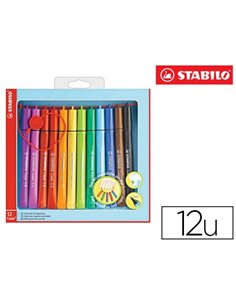 FEUTRE COLORIAGE STABILO CAPPI TROUSSEAU ZONE GRIP TRIANGULAIRE CAPUCHON VENTILÉ POINTE MOYENNE COFFRET 12 UNITÉS