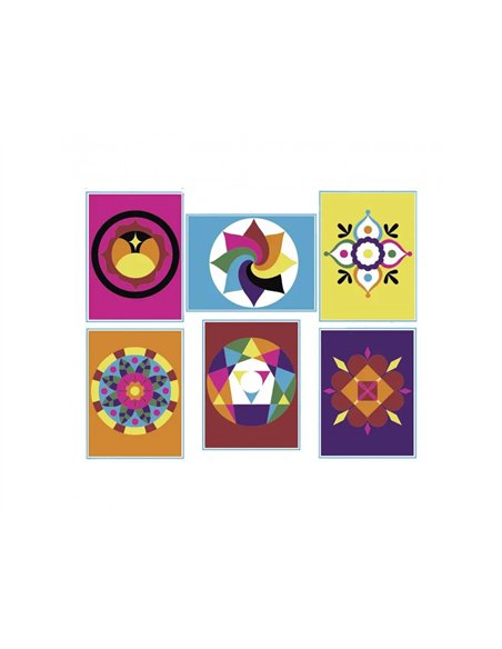 LOT DE CARTES AUTOCOLLANTES CULTURE CLUB A DECORER MOTIFS MANDALAS ASSORTIS FORMAT  19X15CM 6 UNITES