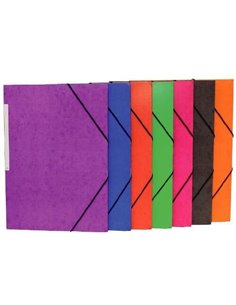 Chemise cartonnée Mariola Simil Prespan avec étiquette sur le dos Folio 500 g/m² - Dimensions 34 x 25 cm - Fermeture par élastiq