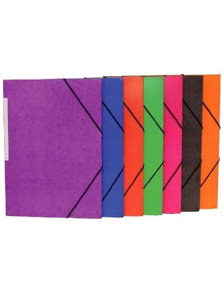 Chemise cartonnée Mariola Simil Prespan avec étiquette sur le dos Folio 500 g/m² - Dimensions 34 x 25 cm - Fermeture par élastiq