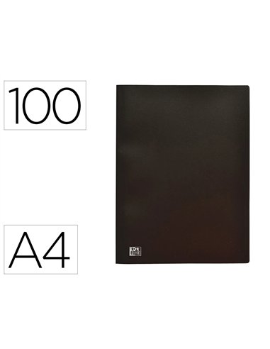 PROTEGE-DOCUMENTS OXFORD STANDUP A4 COUVERTURE POLYPROPYLENE SOUPLE 100 POCHETTES FIXES 200 VUES COLORIS NOIR
