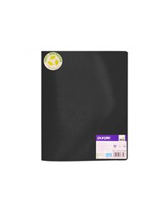 PROTEGE-DOCUMENTS OFFICE PLAST ECO GREEN RECYCLE 60  VUES QUALITE PP 40 MICRONS  GRAINE COLORIS  NOIR