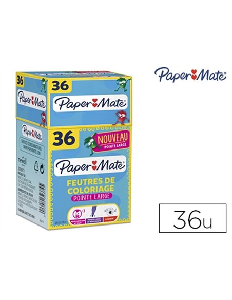 FEUTRE COLORIAGE PAPER MATE POINTE LARGE COLORIS ASSORTIS POT 36 UNITÉS