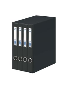 Classeur Dohe Oficolor 4 dossiers avec Rado - Dos étroit - Format Folio - Carton ligné - Noir