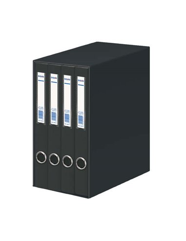 Classeur Dohe Oficolor 4 dossiers avec Rado - Dos étroit - Format Folio - Carton ligné - Noir